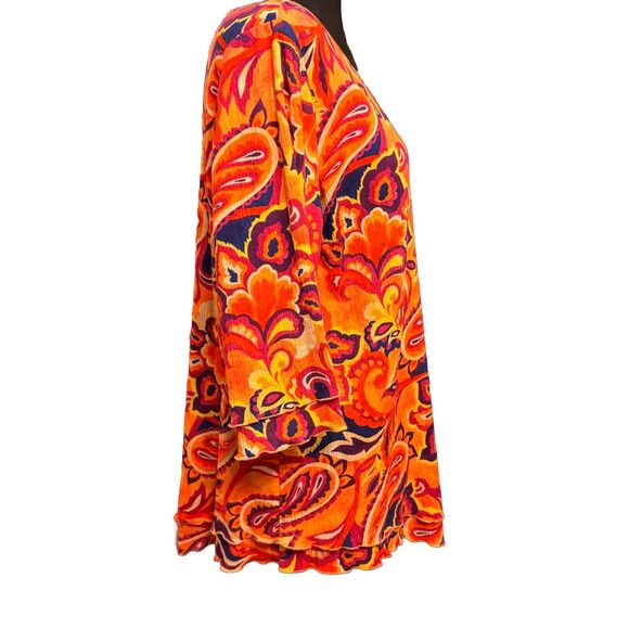Soft Surroundings Blouse Large Womens Top Colorful Retro Layered 1/2 Sleeve Boho - Picture 5 of 7